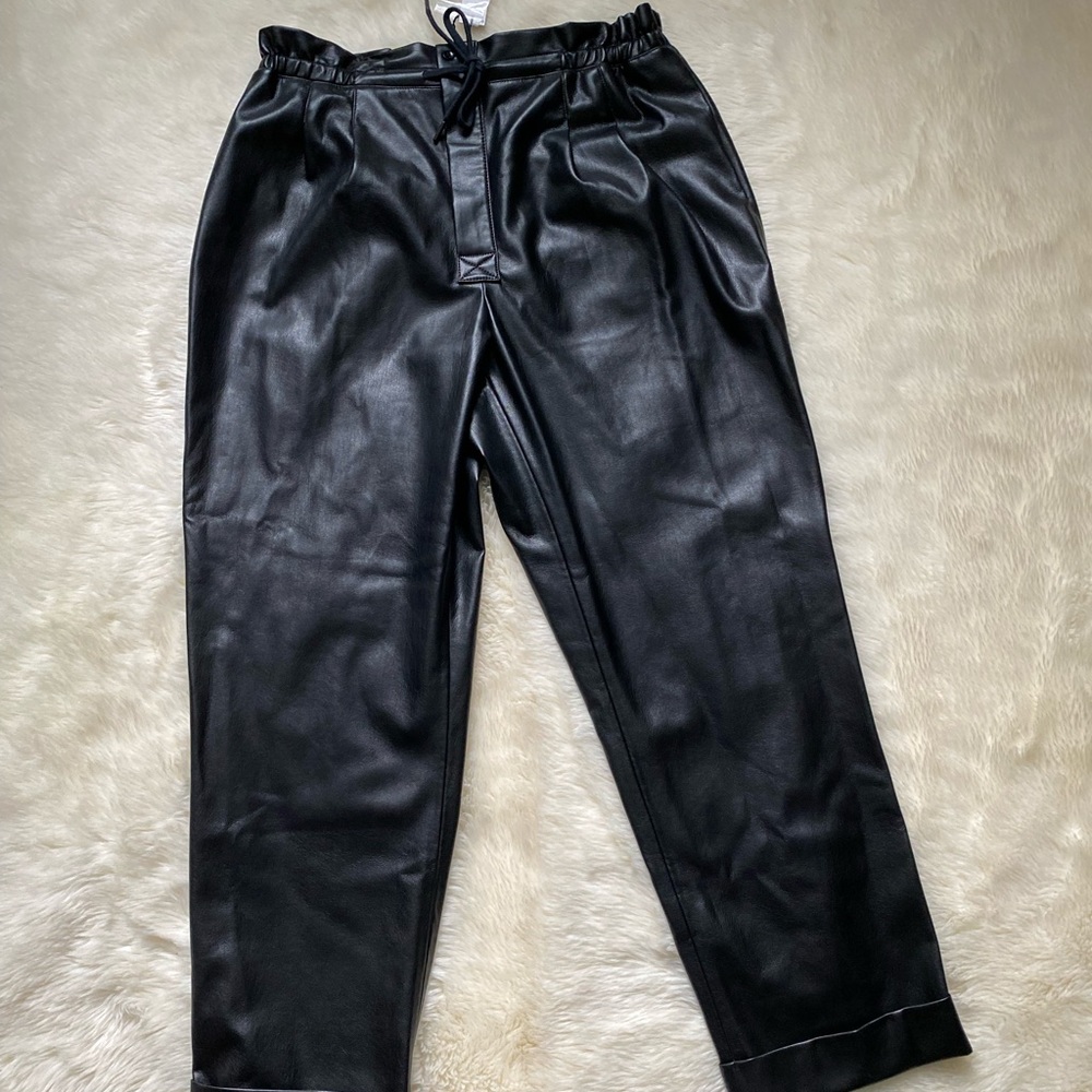 Alice + Olivia Liliana Vegan Leather Paper Bag Pants, XL - Picture 3 of 15